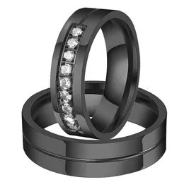NFS 2 Шт. / Пара Его HERS Свадебное обручальное кольцо Черный Цвет CZ Пара Кольцо Женщины Мужчины Из Нержавеющей Стали Alianca Мода Ювелирные Изделия