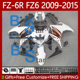 Fairings de OEM para Yamaha FZ 6R 6N 6 FZ6 RN 600 FZ-6R FZ600 FZ6R White Orange 2009 2010 2011 2011 2013 2014 2015 corpo 103No.116 FZ-6N 09 10 11 12 13 14 15 FZ6N 09-15 Kit de carroçaria