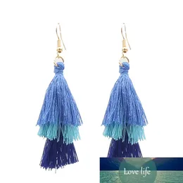 Hot Sale 3 Layered Bohemian Fransed Cheap Statement Tassel Örhängen för Kvinnor Lång droppe Dangle Örhängen Boho Indiska Smycken