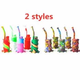 Drum Silicone Bong Water Pipes 8" inch Portable Camouflage Rigs Detachable Hookahs Unbreakable Smoking Oil Concentrate Pipe