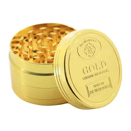 50pcs 4 Part 40MM Metal Tobacco Grass Smoking Leaf Dry Herbal Grinder 4 Layers parts Grinders Gold Coin Pattern Golden Color