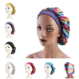 Kobiety Duragów Durag Girls Night Sen Hats Bonnet Turban Hat Silk Satin Bandana Chemo Cap Caps Caps Hair Care Head Cover Akcesoria do włosów Nowy