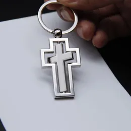 Religiösa gåvor Metall Keychain Ny personlighet Roterande Kors Keychain Bilhänge Aktivitet med anpassade presentartiklar