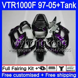 Kropp + Tank för Honda Superhawk VTR1000F 97 98 99 00 01 Lila flammor 05 56.77 VTR1000 F VTR 1000 F 1000F 1997 1998 1999 2000 2001 Fairings