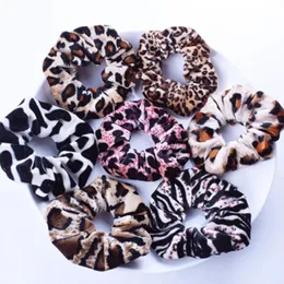 Leopard Velvet Scrunchies Hair Ring Ponytail Holder Rubber Hair Band Hair Ring for Women Gils styling