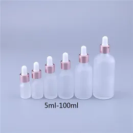 Frostat glas Essentiell oljedroppflaska Tom flytande behållare Resor parfym Kosmetiska behållare 5 ml-100ml