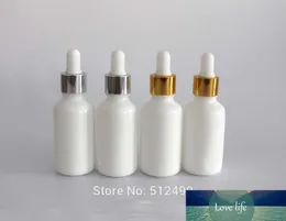 5/20 / 30pcs 30ml porcelana branca Frascos de vidro de óleo essencial Dropper recarregáveis ​​ouro Garrafa / prata tampão