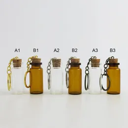 360 x 10ml Refillerbar tom glasflaska Cork Pendant-flaskans nyckelkedja 1 / 3ozflaskor för presentbröllop som använder