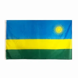 Rwanda Flag高品質3x5 FT 90X150CMフラグ祭りパーティーギフト100Dポリエステル屋内屋外プリントフラグバナー