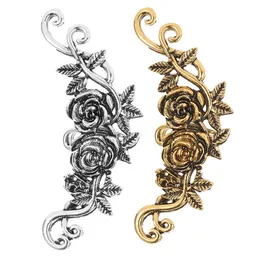 Antique Gold Silver Carved Rose Flower Ear Cuff Clip On Earring for Women No Piercing Helix Ear Jewelry Lady Temperament Ears Clips