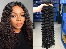 Fast delivery virgin 100% unprocessed virgin human brazilian deep wave curly hiar bundles natural looking for lady