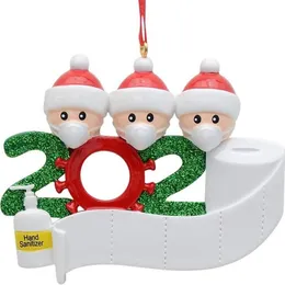 新しいパーソナライズされたクリスマスぶら下げ飾り2020マスクトイレットペーパークリスマス家族の贈り物、工場直接、格安価格、DHL速い船積み