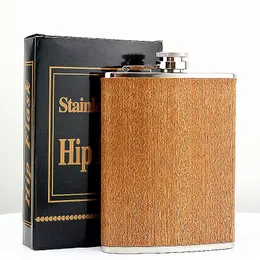 20pcs Creative 8 Oz Stainless Steel Hip Flask Wooden Whiskey Wine Bottle Retro Alcohol Pocket Flagon With Box For Gifts