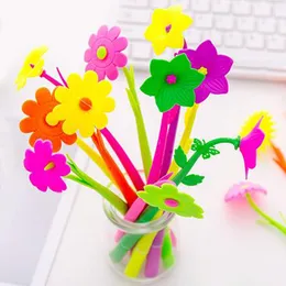 20pcs/lot Mixed Styles Flower Plant Shaped Ball Point Creative Stationery Ballpoint Lovely Style Gel writing Pen 201111