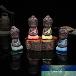 Liten Buddhastaty Munkfigur Indien Mandala Te Keramik Hantverk Dekorativa hemprydnader Miniatyrer