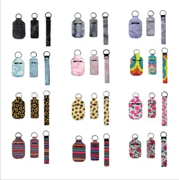 RTS Christmas Gift Sets Hand Sanitizer Covers Wristlet Chapstick holder Portable Neoprene Cover with Keychain storage bag LSK1782