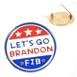 Personlig Låt oss gå Brandon Brosch Party Favor Biden Alloy Round Brosch Creative Gift