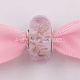 Andy Jewel 925 Sterling Silver Beads Handmade Lampwork Pink Glitter Charms in vetro di Murano Adatto a bracciali gioielli stile Pandora europeo Collana Murano 91670
