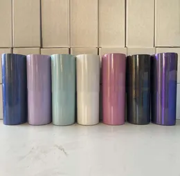 I più nuovi 20 once Glitter Bicchieri in acciaio inox Magro Tumbler arcobaleno Bicchieri Vacuum Insulated Birra tazze di caffè con Straw