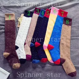 Girls Fashion Four Seasons Personality Stockings Cotton Jacquard Retro Color Knee-length Sports Socks