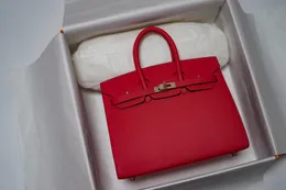 birkinbag qualityヘルメットバッグbirkinbagoriginal最高の手作りの卸売完全エプソムレザーレッドカラーデザイン財布30cmローズゴールドハードウェアワックスステッチo