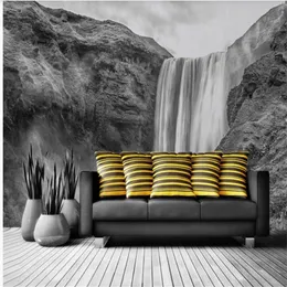 3d stereoscopic wallpaper waterfall wallpapers natural TV background wall 3d murals wallpaper for living room