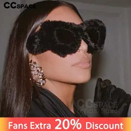 Sunglasses 54148 Trendy Cat Eye Women Punk Soft Fur Velvet Sun Glasses Ladies UV400 Shades Handmade Eyewear Gafas De Sol