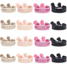 Other Bracelets 2022 Fashion Hand-Woven Letters Men Women Bracelet Jewelry Friend Lover Wrist Strap Multiple Colors Ideas Para Regalar Bangl