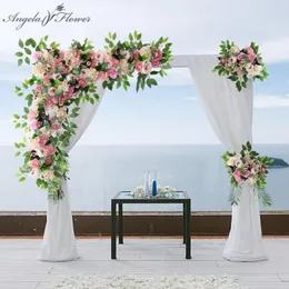 装飾的な花の花輪の花輪5個/セット創造的な人工花の列配置センターピースボールパーティーの結婚式のアーチの背景装飾石油