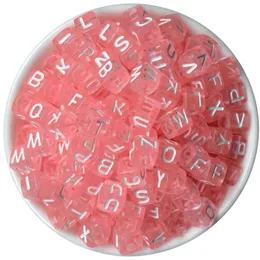 6mm 200pcs/lot Pink Handmade Square Colorful Alphabet/Letter Acrylic Beads for DIY Bracelet Necklace Random letter Gift Y200730