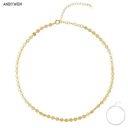 ANDYWEN 925 Sterling Silber Gold Münzen Choker Halskette Ketten Frauen 2020 Mode Schmuck Rock Punk Hals Jewerly Party Luxus Q0531