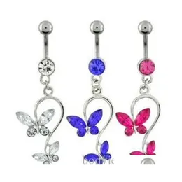 5 f￤rger Bowknot Style Belly Button Navel Rings Body Piercing Jewelry Dingle Accessories Fashion Charm 10st/Lot 7212 Mak6z