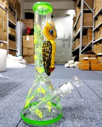 14 inch Owl Glass Water Bong Beaker Hookahs with Bowls and Downstem Creative Smoking Pipes with Female 18mm Joint