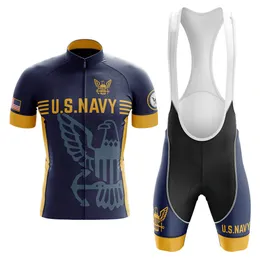 Camisa da equipe de ciclismo da Marinha dos EUA 2022 Shorts de bicicleta conjunto Ropa Ciclismo MenS MTB Camisa Summer Pro Bicycling Maillot Bottom Clothing