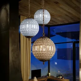 Amerikansk lyx Luster K9 Crystal Round Circle Metal LED Pendant Lights French Crystal Luminaria LED Hängande lampa för korridor