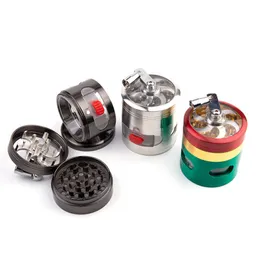 Smoking Grinders Zinc Alloy Metal Grinder with Clear Top Window Drawer Hand Crusher Spice Miller 4 Layer Smoking Accessories 7 Color YG775