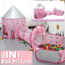 3 in 1 Tents Outdoor Inflatable Ball Pool Kids Children Ball Pit Indoor Play Tent Game House Ocean Pool Tunnel Toy Birthday Gift LJ200923