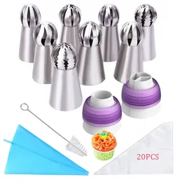 Bicos de pastelaria russa Set para creme de aço inoxidável de aço artístico Decoração de gelo Dicas de tubulação acessórios ferramenta de confeitaria Y200612