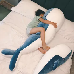 New Soft Animal Whale Plush Toy Super Cute Cartoon Sea Blue Whale Stuffed Doll Pillow for Children Gift Deco 59inch 150cm DY50937