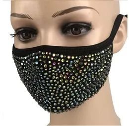 Kvalitet DHL Fashion Dustproof Face Mask Bling Bling Diamond Protective Mask PM2.5 Maskor Tvättbara återanvändbara Kvinnor Rhinestones Ansiktsmask