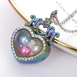 Multicolor Key Średnica 8mm Koraliki Pearl Cage Magnetyczny zamknięcie Szkło Pływające medalion Rhinestone Naszyjnik z łańcuchem 200 stylów 2021