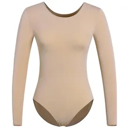 Женское бесшовное телесное камзолное гимнастическое трико для взрослых, танцевальное балетное нижнее белье с длинными рукавами1226S