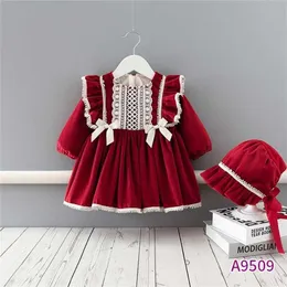Baby Girls Christmas Dress With Cape Children Red Velvet Cloak Coat And Dresses Sets Kids Clothes Suit Toddler Halloween Outfit 211231