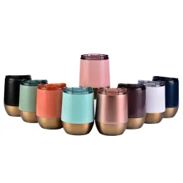 New Sublimation Wine Tumblers Egg Shaped Beer Mugs with Lids Double Wall Stainless Steel Insulated Vaccum Cup KTS85