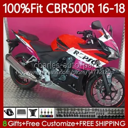 Injection mold Fairings For HONDA CBR500 CBR 500 R RR CC 500R 500CC CBR500R Repsol Red 16 17 18 Body 111No.41 CBR500RR 2016 2017 2018 CBR500CC 16-18 OEM Bodywork