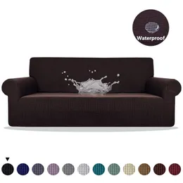 Meijuner soffa täcker vattentät fast färg högsträckt slipcover all-inclusive elastisk soffa täcker soffa för matsal lj201216