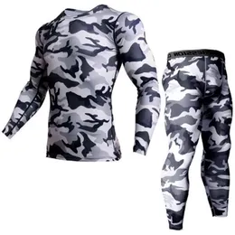 Mäns varumärke kläder armé kamouflage termisk underkläder tracksuit set crossfit fitness skjorta män leggings 2 stycke rashgarda mma lj201008