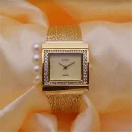 CUSSI Fashion Womens Quartz Wristwatches Brand Luxury Ladies Bracelet Watches Dress Clock Square Generous Reloj Mujer Gift 201116