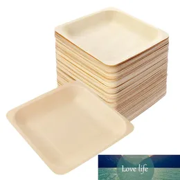 100pcs Square Disposable Wooden Plate Party Plates Tableware for Wedding Restaurant Picnic Birthday 140x140mm