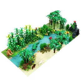 32 * 32dots Tropical Rainy Climate Green Building Blocks Rainforest Animal Grass Tree Moc Kompatibel Alla märken LJ200928